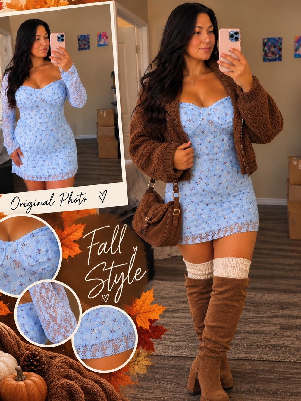 Fashion Nova Light Blue Lace Corset Mini Dress